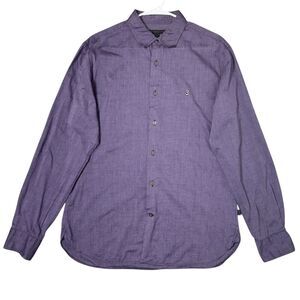 John Varvatos Button Up Shirt Mens Medium Purple Long Sleeve Business Preppy USA